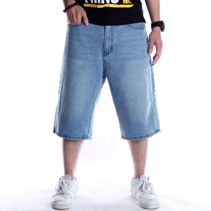 Summer Men’s Baggy Short Jeans Fashion Hip-Hop Straight Wide Leg Loose ...